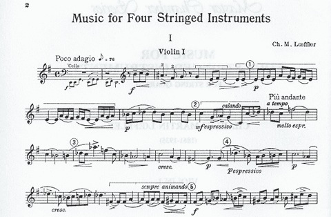 Loeffler, Charles Martin: Music for Four Stringed Instruments (string quartet) parts