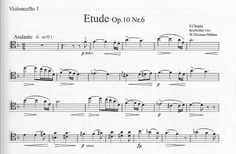 Chopin (Thomas-Mifune): Prelude Op.28 No.4/Etude Op.10 No.6 (4 Cellos)