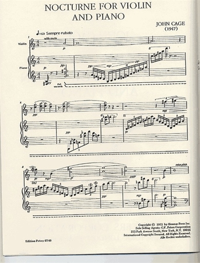 Cage, John: Nocturne for Violin and Piano (1947)
