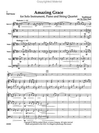 Hart, Don: Amazing Grace for Solo Violin, Piano and String Quartet