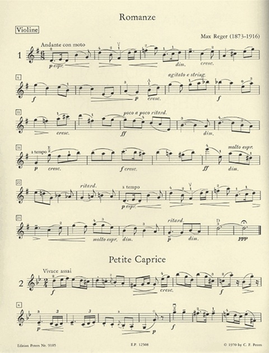 Reger, Max: Selected Pieces for Violin and Piano