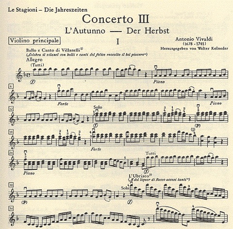 Vivaldi (Kolneder): ''Autumn'' from The Seasons, RV293 (violin & piano)  PETERS