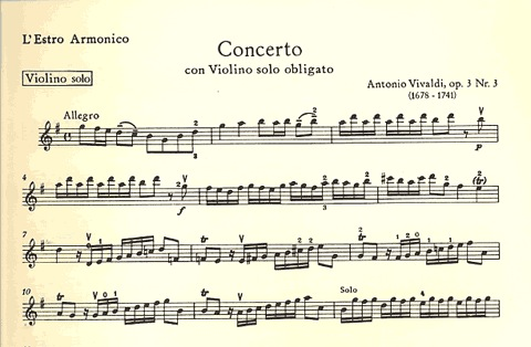 Vivaldi, Antonio: Concerto Op.3 No.3 in G major (violin & piano or CD)