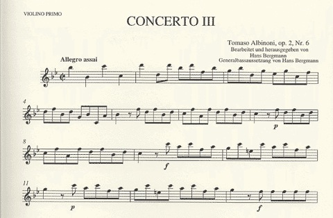Albinoni, T.: Concerto No. 3 Op.2/6 (violin & piano)