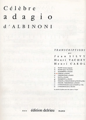 Albinoni (Silvey): Adagio (violin & piano)