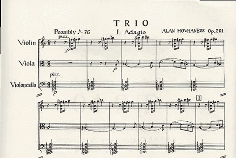 Hovhaness, Alan: Trio Op. 201 (violin, viola, cello)