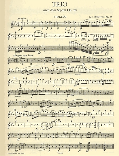 Beethoven, L.van: Trio in E flat major, Op.38 (piano, clarinet or violin, cello)