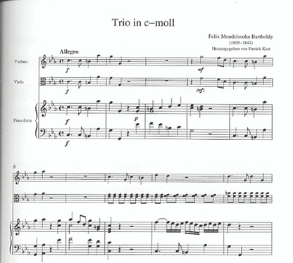 Mendelssohn, F.: Piano Trio in C minor (violin, viola, and piano) Kunzelmann