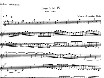 Bach, J.S.: Brandenberg Concerto #4 Besseler Critical Edition (solo violin)