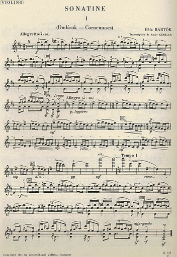 Bartok, Bela: Sonatina (violin & piano)