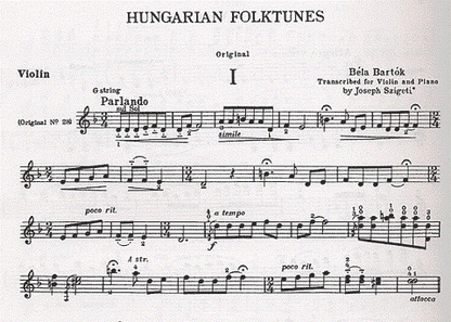 Bartok, B. (Szigeti): Hungarian FolkTunes (Violin and Piano)