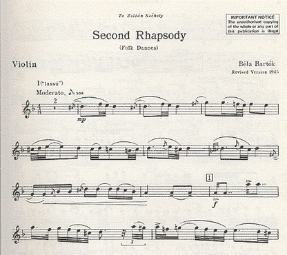 Bartok, B.: Second Rhapsody (violin & piano)