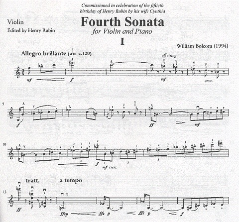 Bolcom, William: Fourth Sonata (violin & piano)