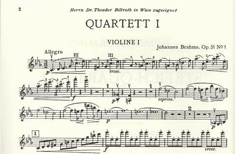 Three String Violin Brahms, J.: Three String Quartets Op.51, No.1, 2 and 67 (set of parts ...