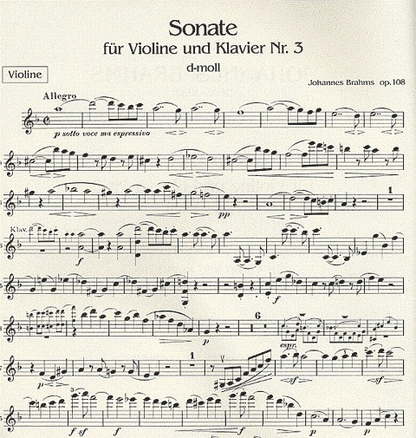 Brahms, Johannes: Sonata #3 Op.108 in d (violin & piano)