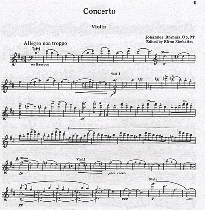 Brahms, Johannes (Zimbalist): Concerto in D Major, Op.77 (violin & piano) Schirmer