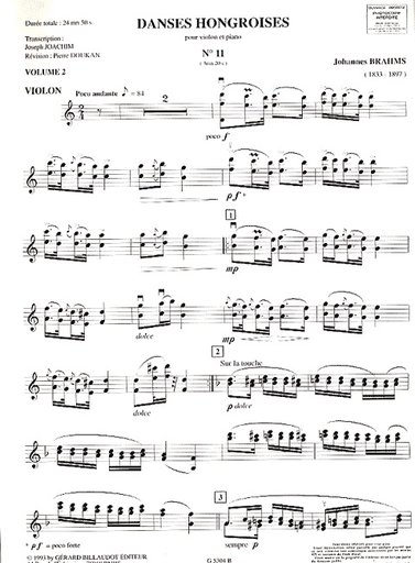 Brahms, Johannes: Hungarian Dances Vol.2 #11-20 (violin & piano)