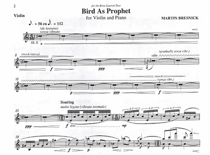 Bresnick, Martin: Bird As Prophet (violin & piano)