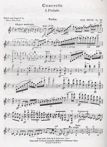 Bruch, M. (Schradieck): Concerto in G minor, Op.26 (violin, and piano reduction)