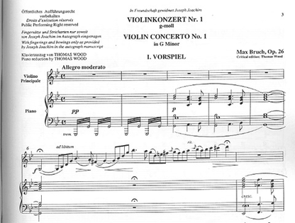 Bruch, M. (Wood): Concerto No. 1, Op.26 G minor (violin & piano)