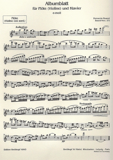 Busoni, Ferruccio: Albumblatt (violin & piano)