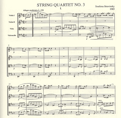 Stravinsky, Soulima: String Quartet No. 3 (score and parts)