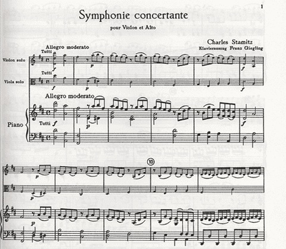 Stamitz, Charles: Symphonie concertante in D Major for Violin & Viola (piano acc)