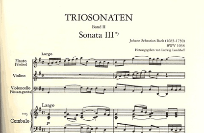 Bach, J.S.: Trio Sonatas Vol.2 (2 violins, piano, cello) PETERS