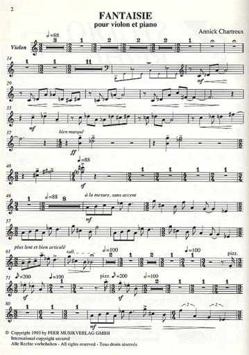 Chartreux, Annick: Fantaisie (violin & piano)