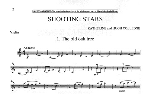 Colledge, Katherine & Hugh: Shooting Stars (violin & CD)