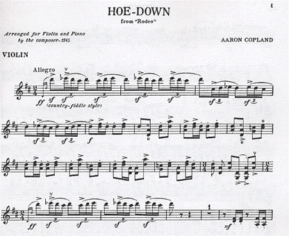 Copland, A.: Hoe Down from Rodeo (violin, and piano)