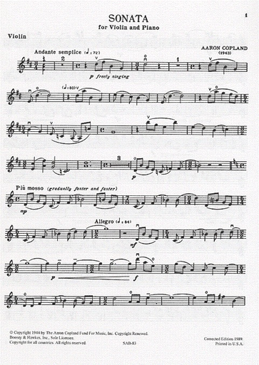 Copland, A.: Sonata (Violin & Piano)