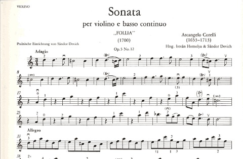 Corelli, Arcangelo: Sonata Op.5#2 ''La Follia'' for Violin and Piano