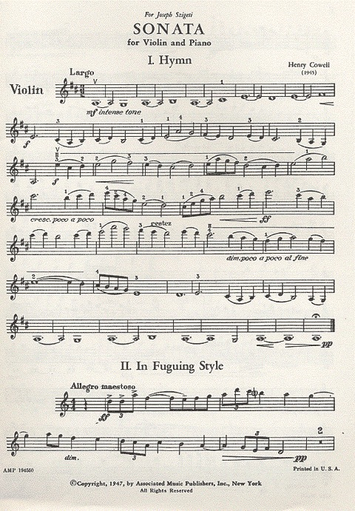 Cowell, Henry: Sonata (violin & piano)