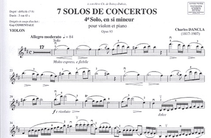 Dancla, Charles: Fourth Solo in b minor (violin & piano)