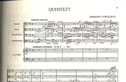 Goetz, H.: Quintet in c minor Op.16 (violin, viola, cello, piano, bass)
