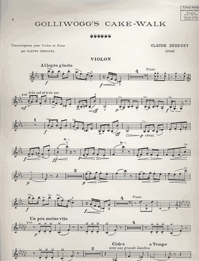 Debussy, Claude: Golliwogg's Cake Walk (violin & piano)