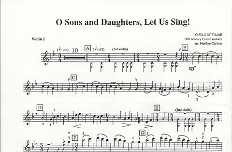 Carlson, Marilyn: Sons & Daughters, Let Us Sing (3 violins & piano)