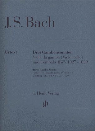Bach, J.S. (Heinemann, ed.): Three Sonatas for Viola da Gamba and Harpsichord, BWV 1027-1029, urtext (cello & piano)