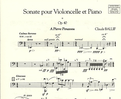 Ballif, Claude: Sonate Op.40 (cello & piano)