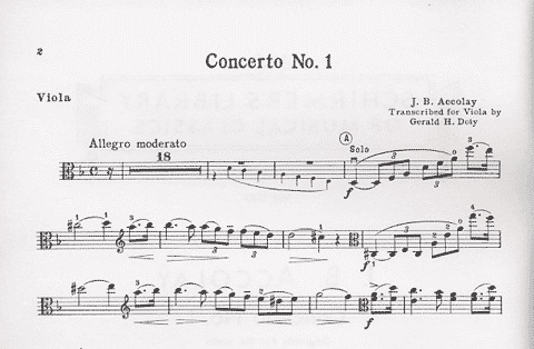 Accolay, J.B. (Doty): Concerto No. 1 in A minor (Viola & Piano)