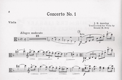 Accolay, J.B. (Doty): Concerto No. 1 in A minor (Viola & Piano)