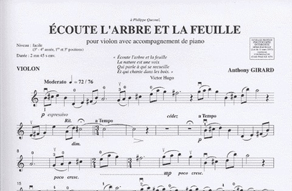 Girard, Anthony: Ecoute L'Arbre et la Feuille (violin & piano)