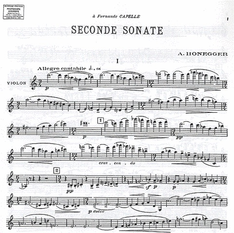 Honegger, Arthur: Sonata #2 (violin & piano)
