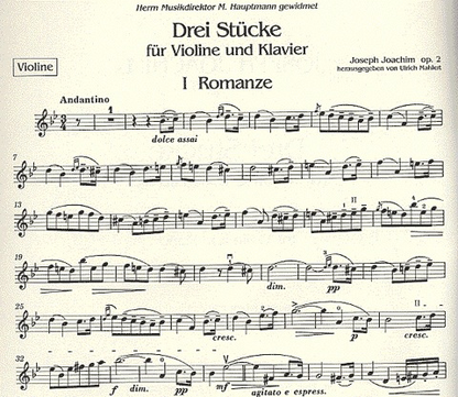 Joachim, Joseph: 3 Pieces Op.2 (violin & piano) Breitkopf & Hartel