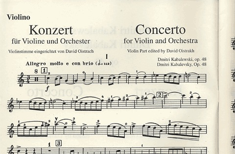 Kabalevsky, Dmitri (Oistrakh): Concerto in C major, Op.48 (violin & piano)