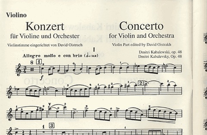 Kabalevsky, Dmitri (Oistrakh): Concerto in C major, Op.48 (violin & piano)