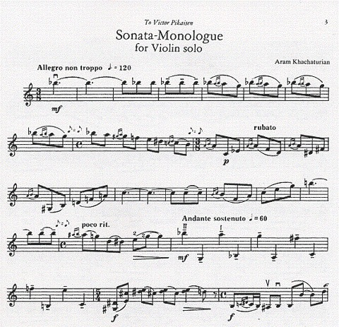 Khachaturian, Aram: Sonata-Monologue (violin solo)