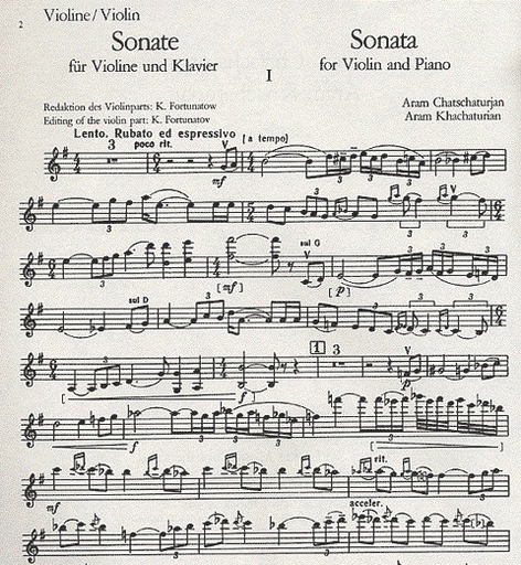 Khachaturian, Aram: Sonata (violin & piano)