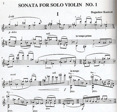 Kostecki, Boguslaw: Sonata #1 (violin solo)